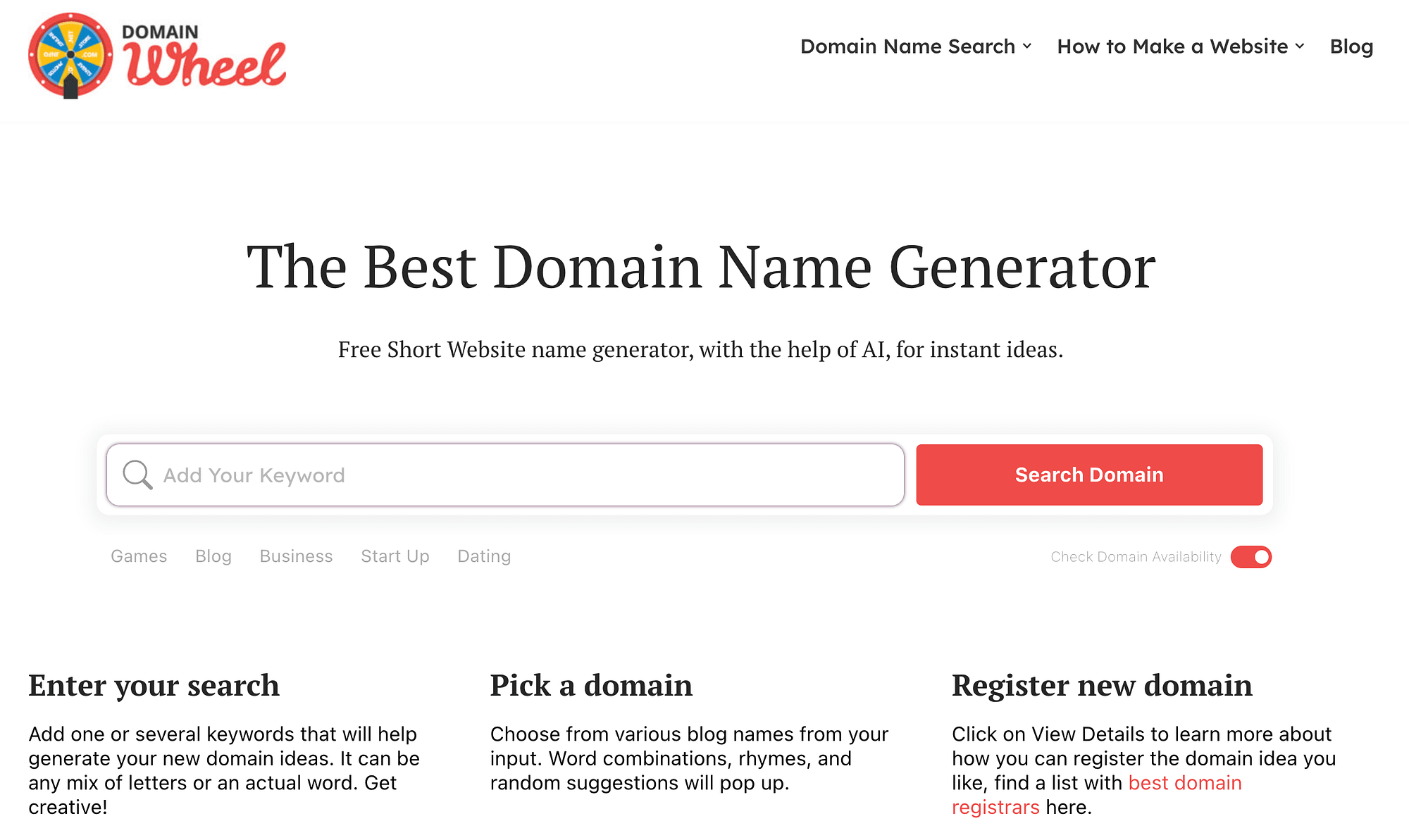 Domain Wheel domain name generator