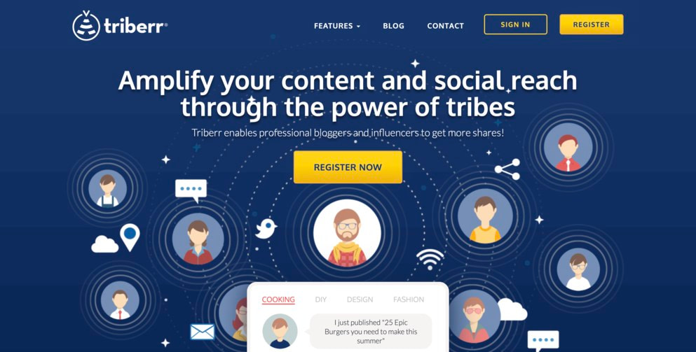Triberr content curation tool homepage