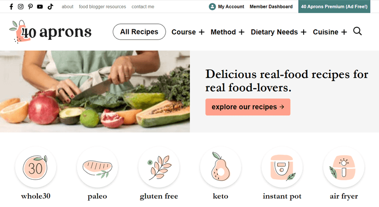 40 Aprons Food Recipe Website