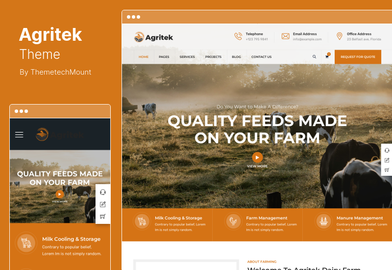 Agritek Theme - Agriculture, Dairyfarm and Gardening WordPress Theme