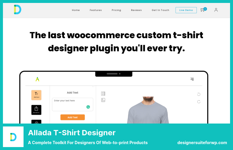 Allada T-Shirt Designer Plugin - a Complete Toolkit for Designers of Web-to-print Products