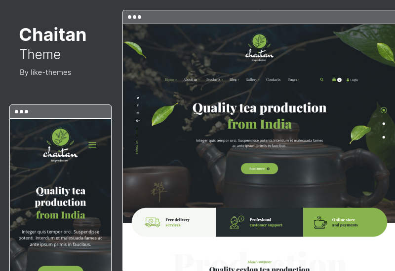 Chaitan Theme - Tea Production Company & Organic Store WordPress Theme