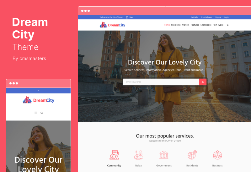 Dream City Theme - Town Portal & Government Municipal WordPress Theme