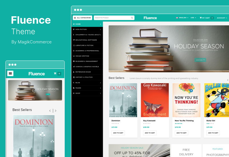 Fluence Theme - Books Store Multipurpose Responsive WooCommerce WordPress Theme