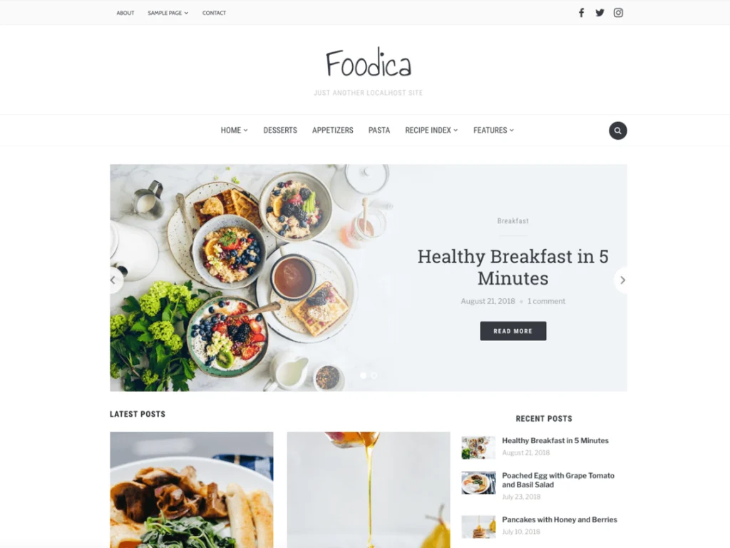 Foodica is perfect for creating food based blogs and recipe websites. 