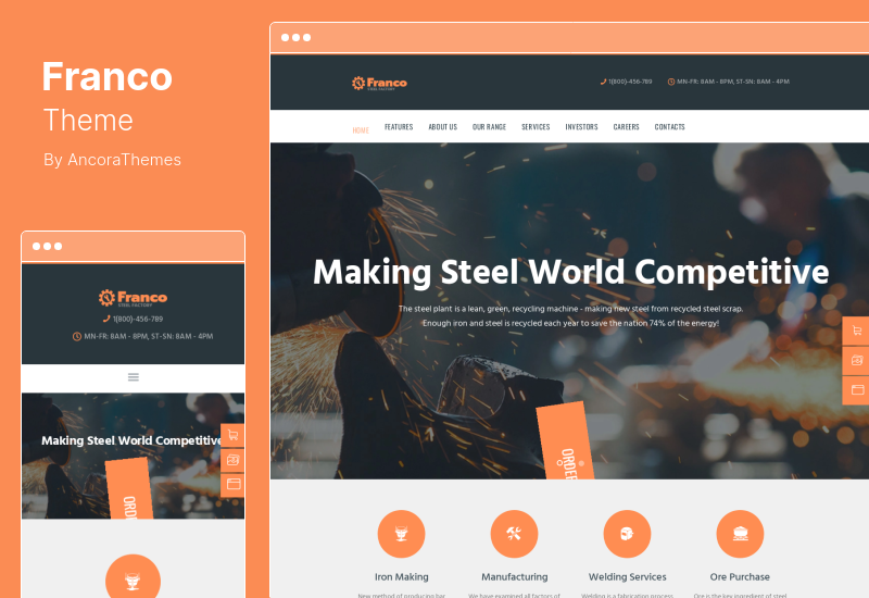 Franco Theme - Steel Factory & Industrial Plant Manufactoring WordPress Theme