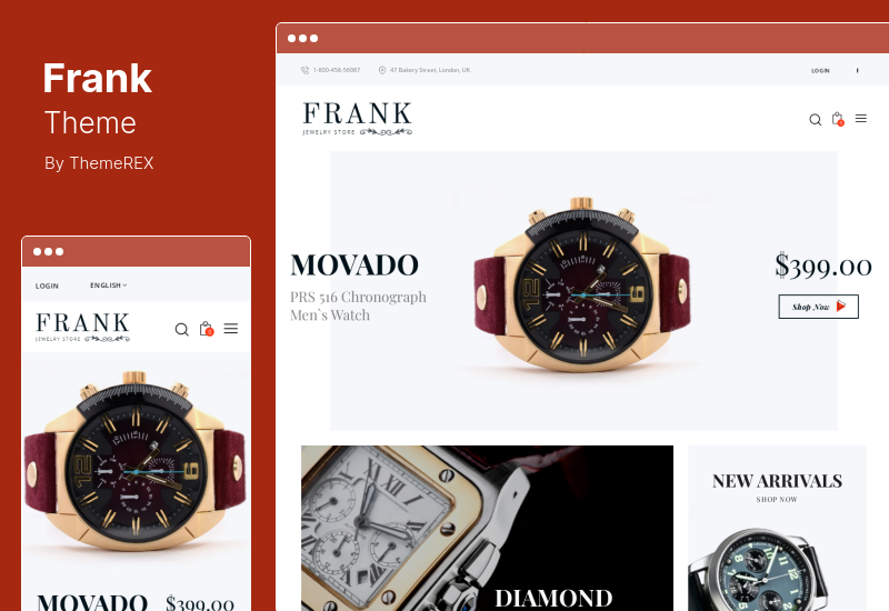 Frank Theme - Jewelry & Watches Online Store WordPress Theme
