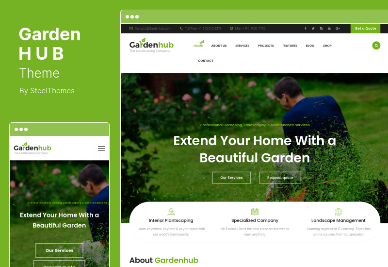 Garden HUB Theme - Lawn  Landscaping WordPress Theme