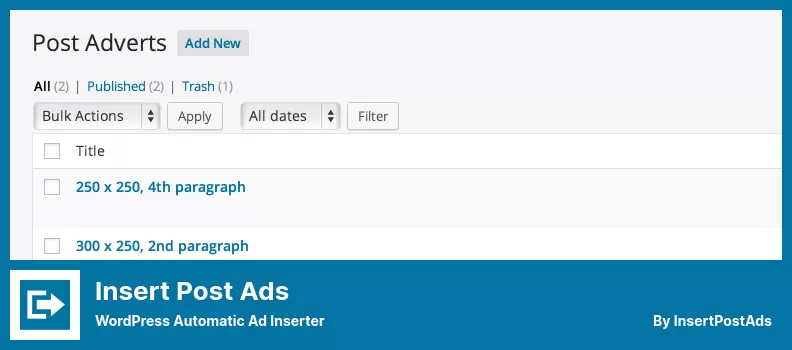 Insert Post Ads Plugin - WordPress Automatic Ad Inserter