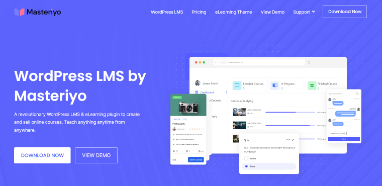 masteriyo LMS plugin homepage