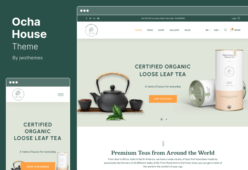 OchaHouse Theme - Organic Tea Store WooCommerce WordPress Theme