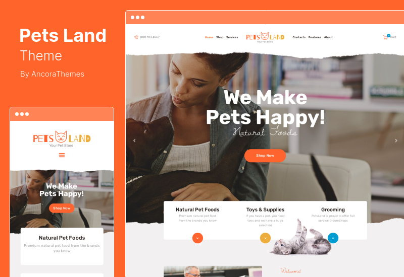 Pets Land Theme - Domestic Animals Shop & Veterinary WordPress Theme