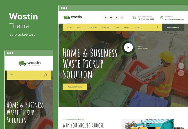 Wostin Theme - Waste Pickup Services WordPress Theme