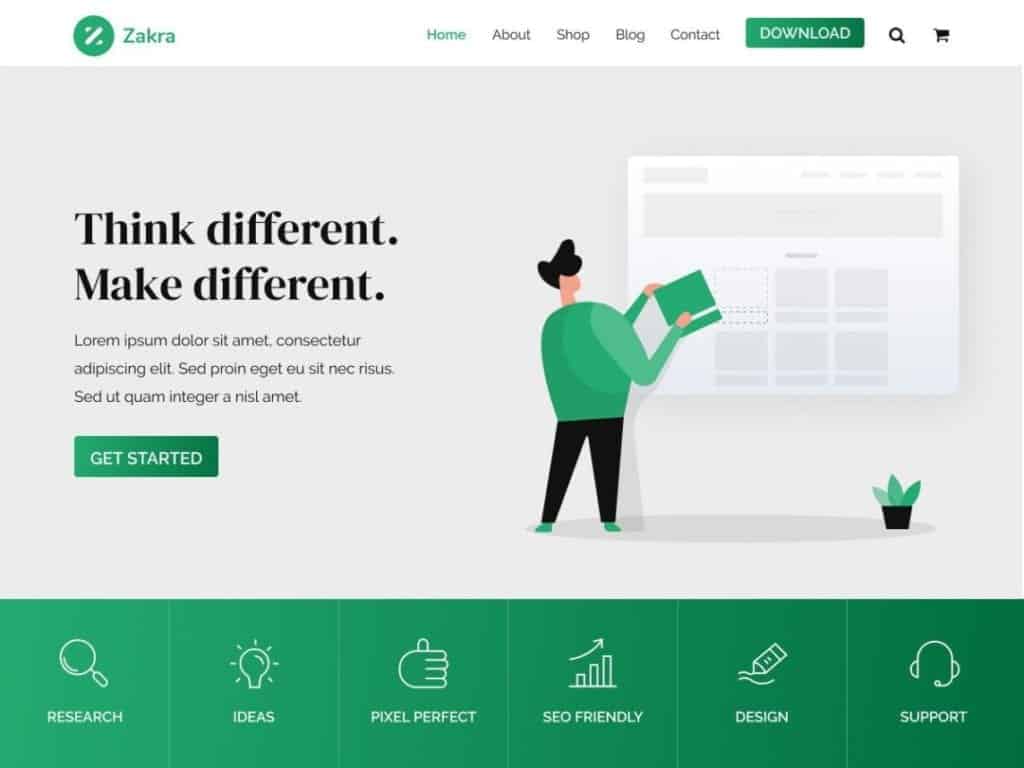Zakra is flexible, fast, lightweight and modern multipurpose theme that comes with many starter free sites