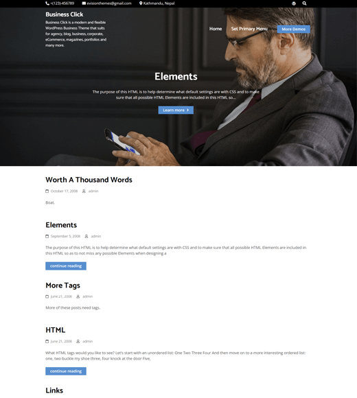 Business Click Best Free WordPress Theme for Business