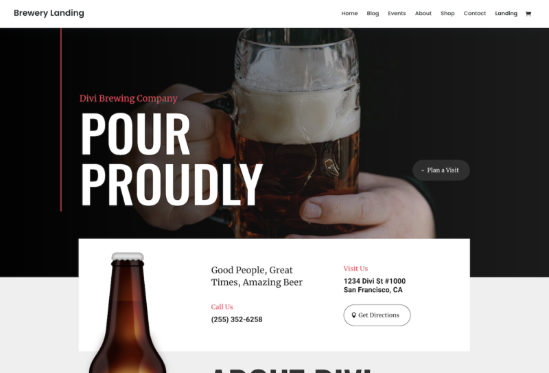 Divi brewery template