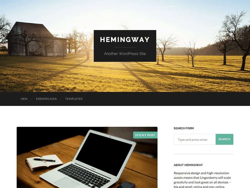 Hemingway is a clean, beautiful and responsive two-column theme for bloggers. Features responsive design, retina-ready assets, Block Editor/Gutenberg support,