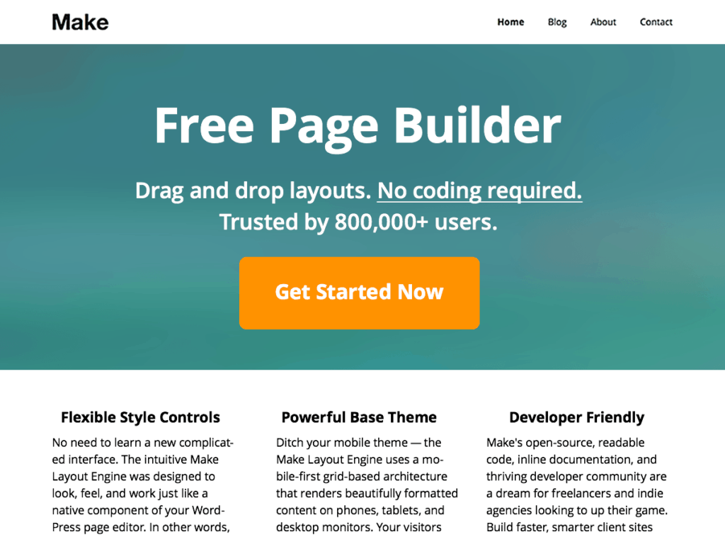 Build a website that means business. With Make’s powerful drag and drop page builder and hundreds of Customizer options