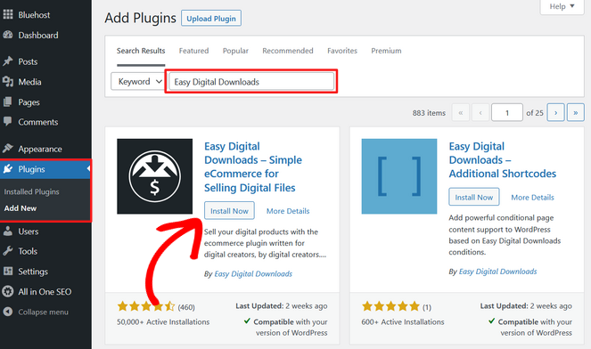 Install the Easy Digital Downloads plugin