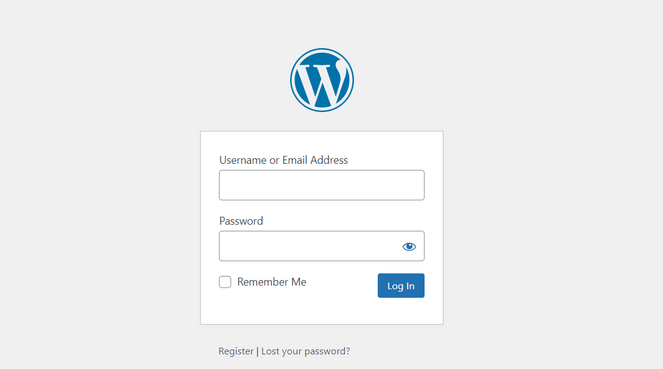 Private WordPress website login page