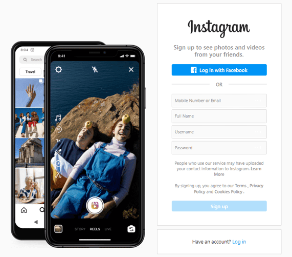 Sign Up to Instagram - What is a Personal Blog in Instagram