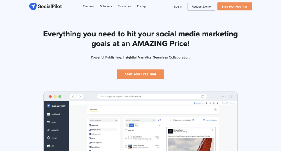 Socialpilot content curation tool homepage