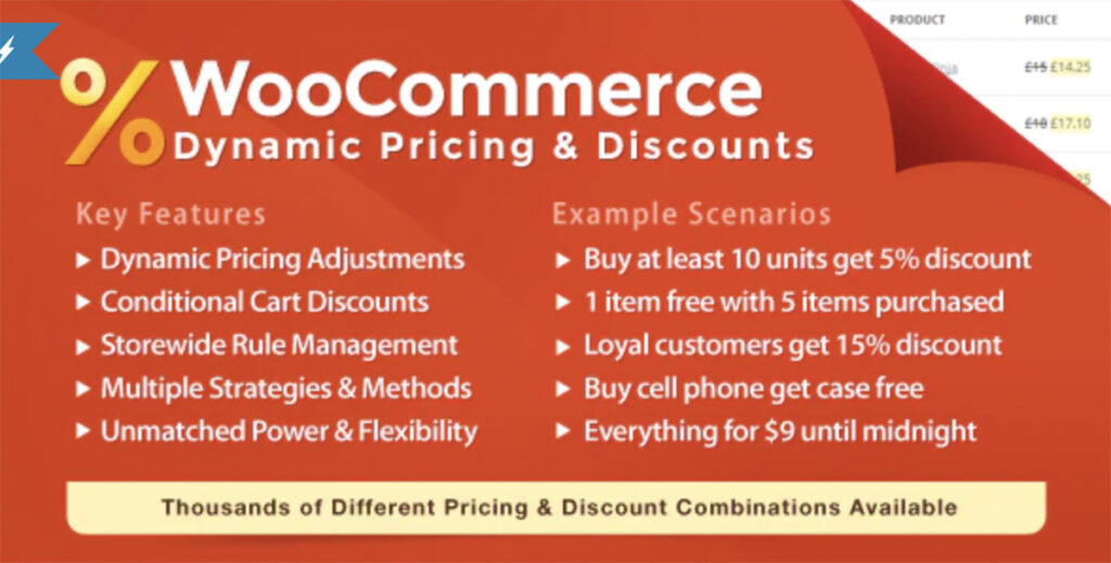 WooCommerce Dynamic Pricing & Discounts is an all-purpose pricing and promotion tool for online retailers. Its power lies in its flexibility