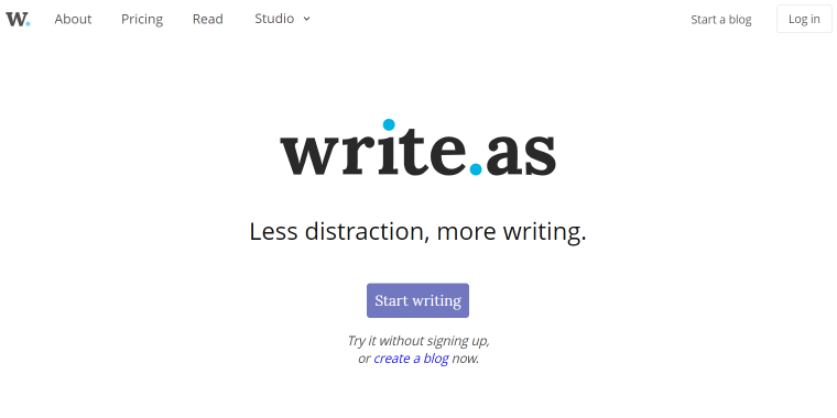 write.as blogging platform