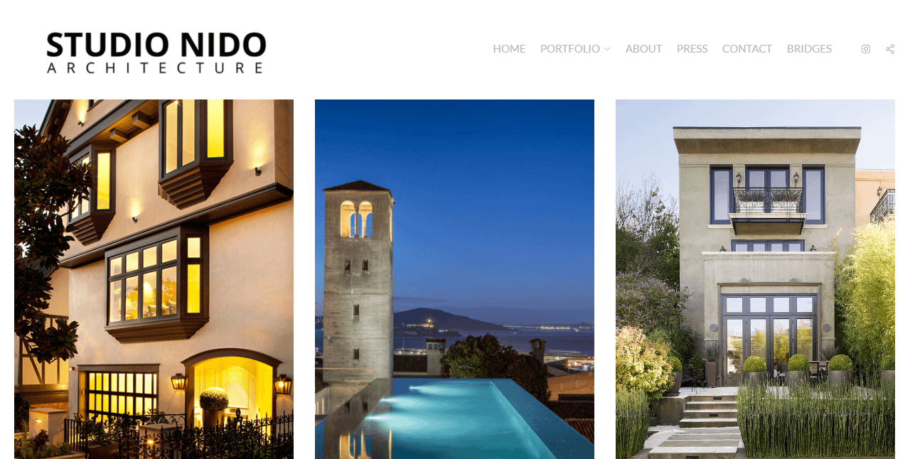 Studio Nido is one of the best minimalist website examples of an architecture portfolio.