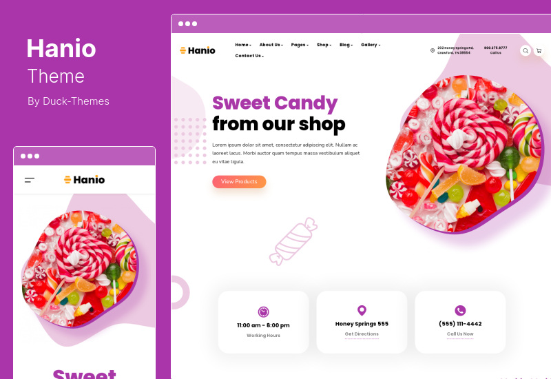 Hanio Theme - Honey & Sweets Store WordPress Theme