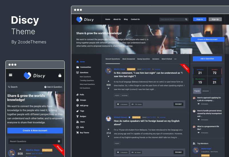 Discy Theme - Social Questions and Answers WordPress Theme