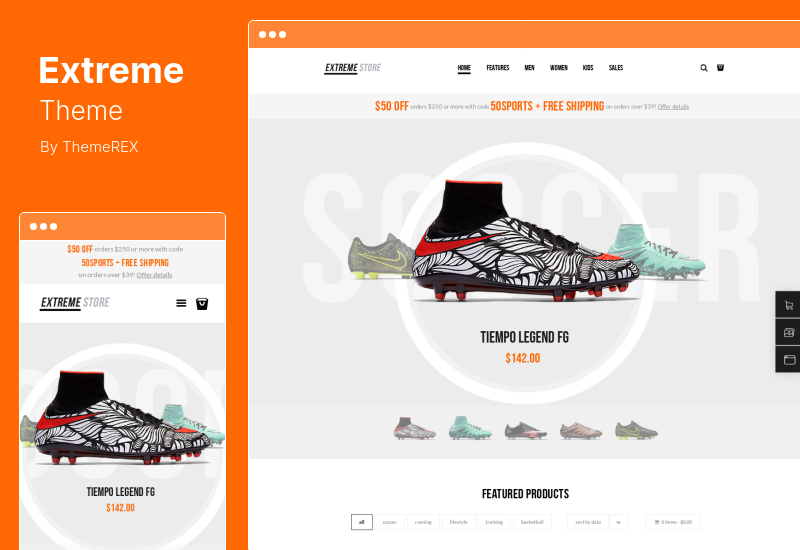 Extreme Theme - Sports Clothing & Equipment Store WordPress Theme