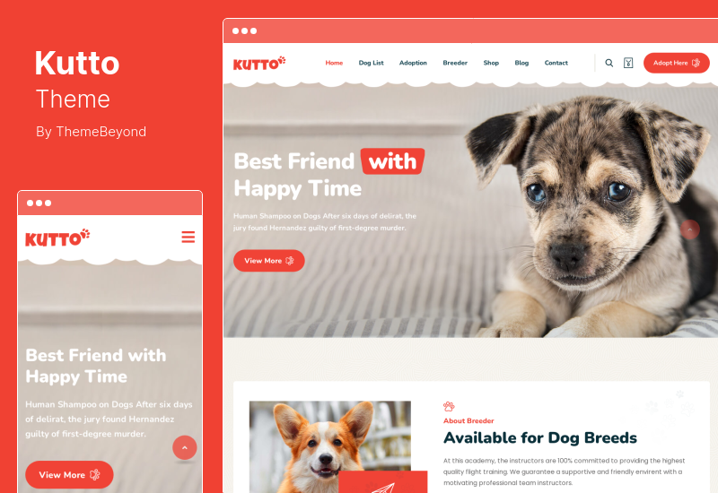Kutto Theme - Pet Breeder & Adoption WordPress Theme
