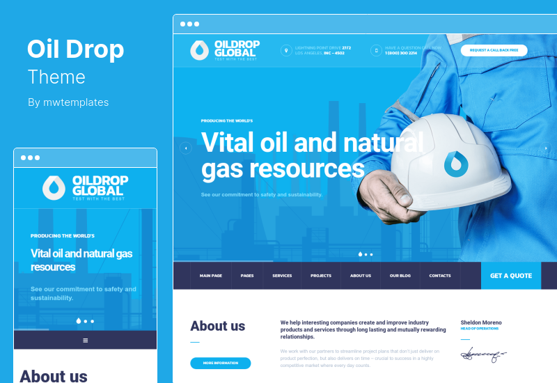 OilDrop Theme - Oil and Gas Industrial WordPress Theme
