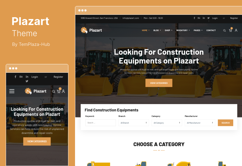 Plazart Theme - Construction Equipment WordPress Theme