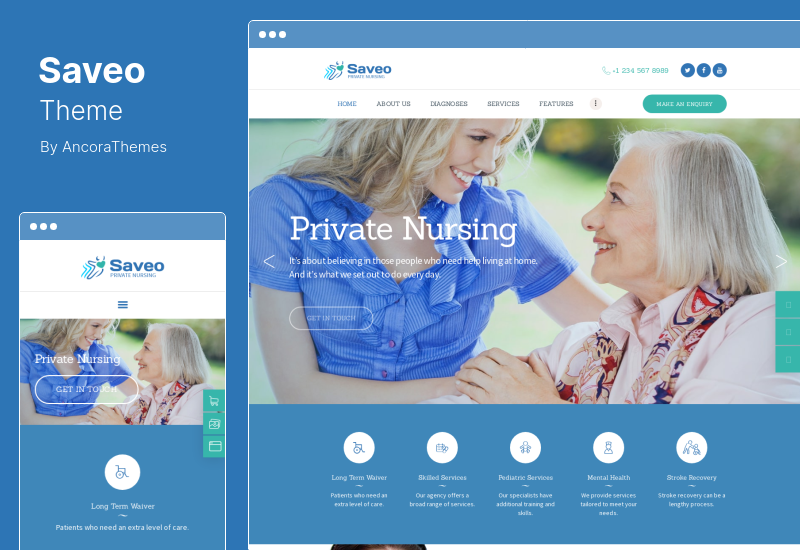 Saveo Theme - In-home Care & Private Nursing Agency WordPress Theme
