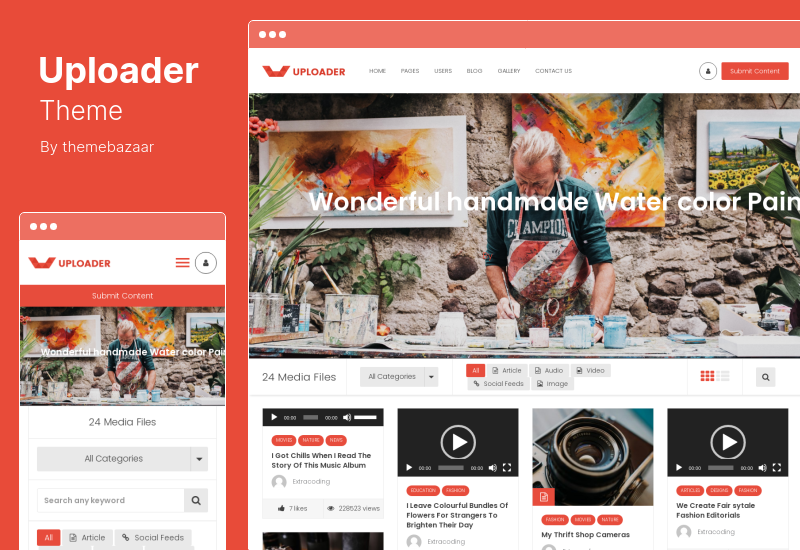 Uploader Theme - Advanced Media Sharing WordPress Theme