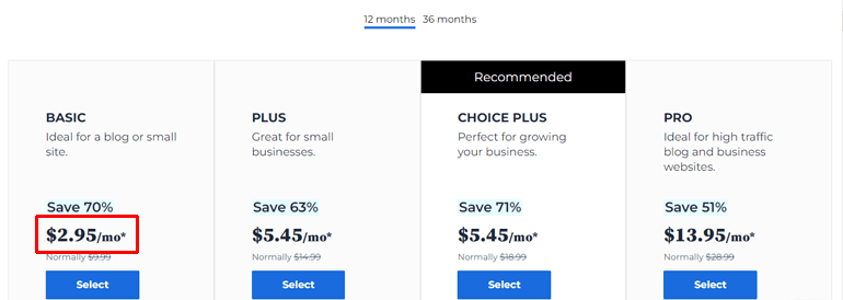 Bluehost Affordable Pricing