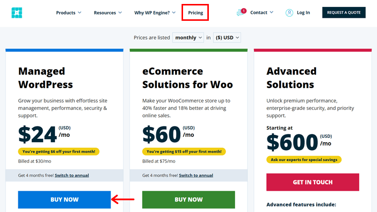 Buy a Pricing Plan of WP Engine