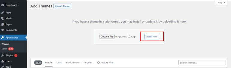 Choose File and Install