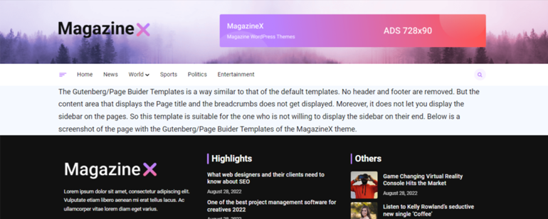 Gutenberg Page Template