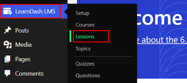 Navigate LearnDash LMS > Lessons