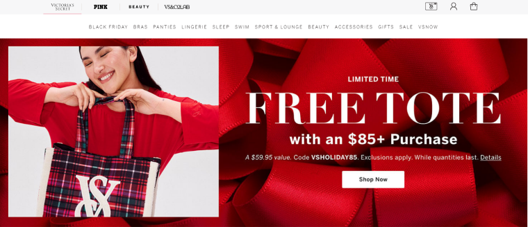 Victoria’s secret ecommerce website holiday design