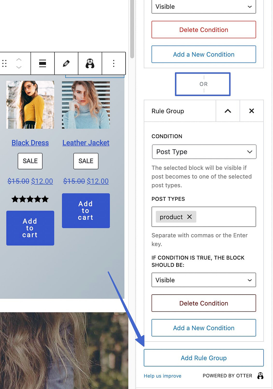 adding a rule group for WooCommerce featured products