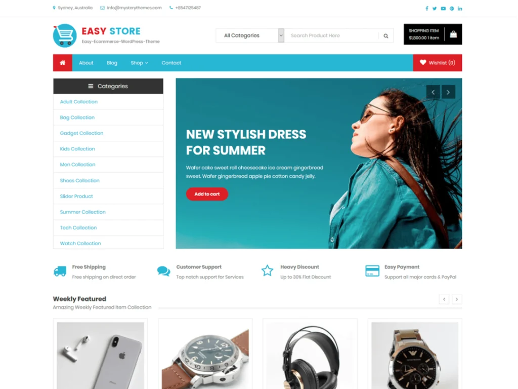 Easy Store is a beautifully designed e-commerce theme fully compatible