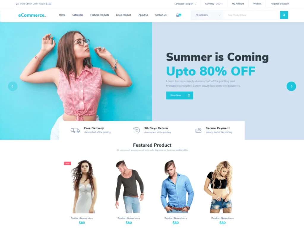 Modern Ecommerce theme is a suitable theme for business, shop, storefront, shopkeeper, shopper store, 