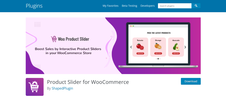 Product Slider for WooCommerce plugin homepage