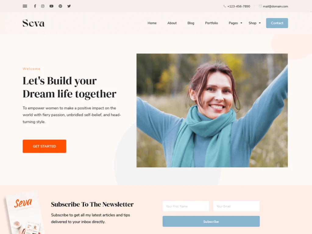 Seva Lite is a lead-generating WordPress theme for coaches, business owners, entrepreneurs, mentors, therapists, speakers, and leaders.