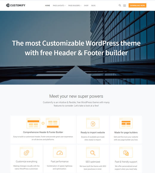 Customify Best Free WordPress Mutipurpose Themes