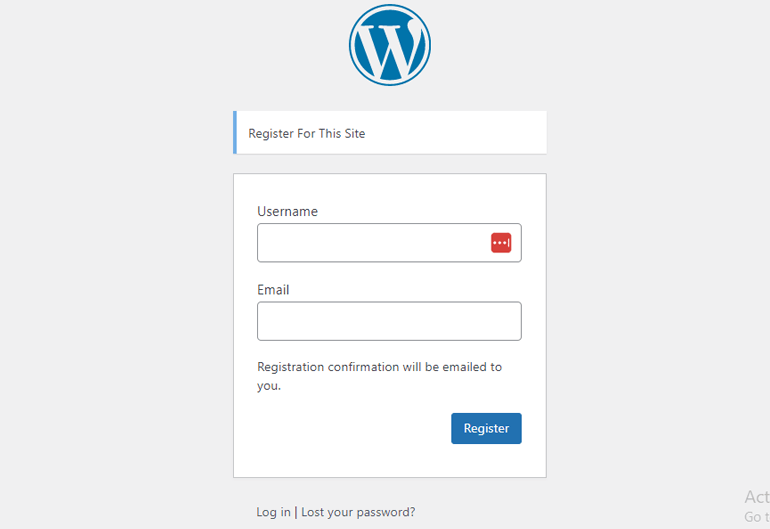 Default Registration Form Create Registration Form in WordPress